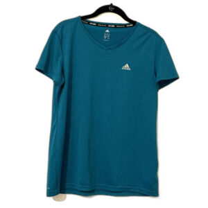 Adidas Short Sleeve Athletic Top Medium Aqua Blue